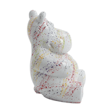 Statue Hippopotame Animaux Resine - 15cm - Graffiti Blanc - ANIMAUX-RESINE.FR (8905159475540)