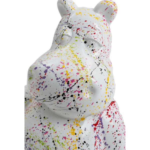 Statue Hippopotame Animaux Resine - 15cm - Graffiti Blanc - ANIMAUX-RESINE.FR (8905159475540)