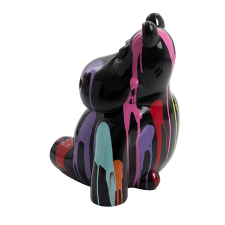 Statue Hippopotame Animaux Resine - 15cm - Multi Coulure Noir - ANIMAUX-RESINE.FR (8905166586196)