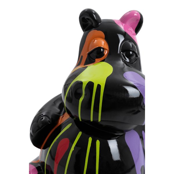 Statue Hippopotame Animaux Resine - 15cm - Multi Coulure Noir - ANIMAUX-RESINE.FR (8905166586196)