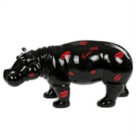 Statue Hippopotame Animaux Resine - 180cm - Bisous Noir - ANIMAUX-RESINE.FR