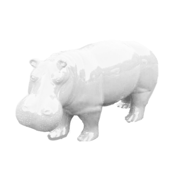 Statue Hippopotame Animaux Resine - 180cm - Blanc - ANIMAUX-RESINE.FR