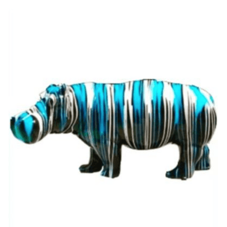 Statue Hippopotame Animaux Resine - 180cm - Coulure Bleu - ANIMAUX-RESINE.FR (8905150398804)