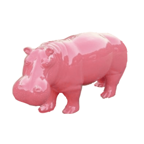 Statue Hippopotame Animaux Resine - 180cm - Rose Clair - ANIMAUX-RESINE.FR