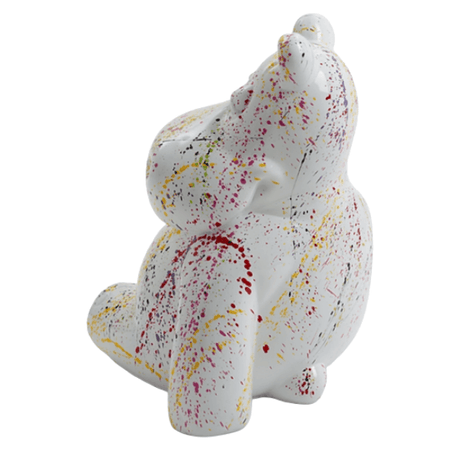 Statue Hippopotame Animaux Resine - 25cm - Graffiti Blanc - ANIMAUX-RESINE.FR (8905157312852)