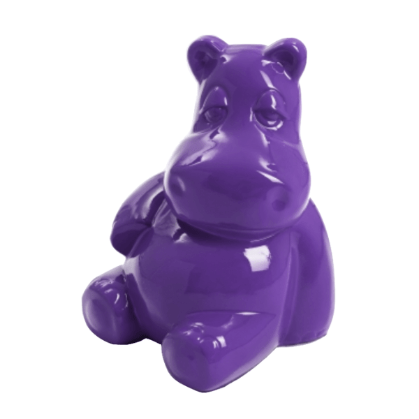 Statue Hippopotame Animaux Resine - 25cm - Violet - ANIMAUX-RESINE.FR