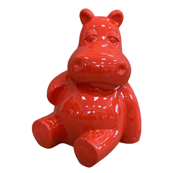 Statue Hippopotame Animaux Resine - 50cm - Rouge - ANIMAUX-RESINE.FR (8905149415764)