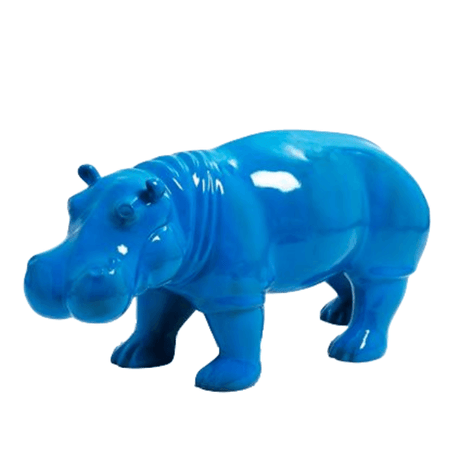 Statue Hippopotame Animaux Resine - 95cm - Bleu - ANIMAUX-RESINE.FR (8905161769300)