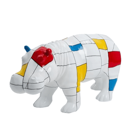 Statue Hippopotame Animaux Resine - 95cm - Mondrian - ANIMAUX-RESINE.FR