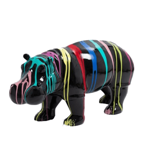 Statue Hippopotame Animaux Resine - 95cm - Multi Coulure Noir - ANIMAUX-RESINE.FR (8905166324052)