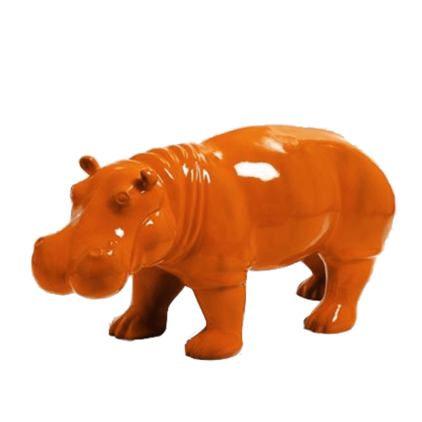 Statue Hippopotame Animaux Resine - 95cm - Orange - ANIMAUX-RESINE.FR (8905161441620)