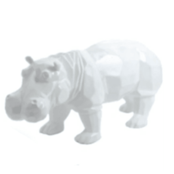 Statue Hippopotame Origami Animaux Resine - 95cm - Blanc - ANIMAUX-RESINE.FR