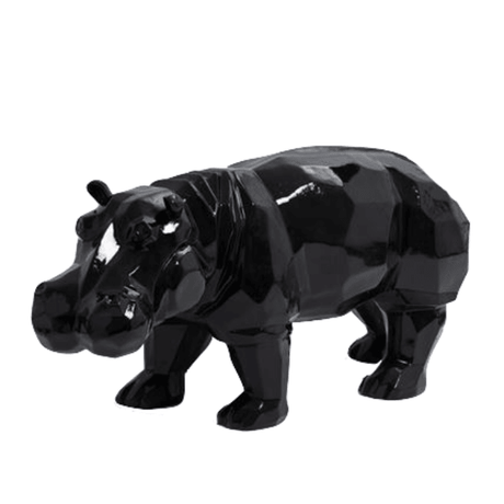 Statue Hippopotame Origami Animaux Resine - 95cm - Noir - ANIMAUX-RESINE.FR