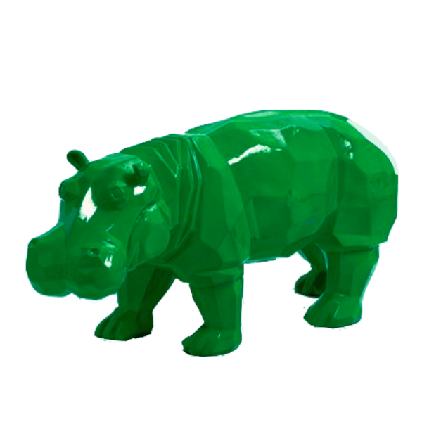 Statue Hippopotame Origami Animaux Resine - 95cm - Vert - ANIMAUX-RESINE.FR (8905148399956)