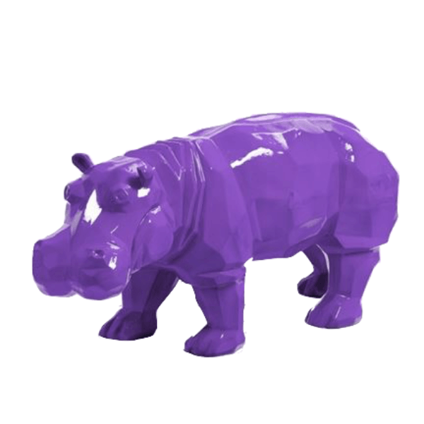 Statue Hippopotame Origami Animaux Resine - 95cm - Violet - ANIMAUX-RESINE.FR (8905161179476)