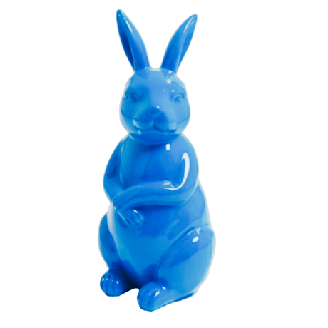 Statue Lapin Animaux Resine - 35cm - Bleu Ciel - ANIMAUX-RESINE.FR