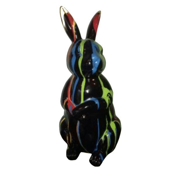 Statue Lapin Animaux Resine - 35cm - Multi Coulure Noir - ANIMAUX-RESINE.FR (8905169830228)