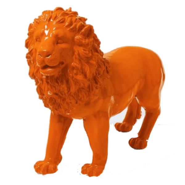 Statue Lion Animaux Resine - 100cm - Orange - ANIMAUX-RESINE.FR