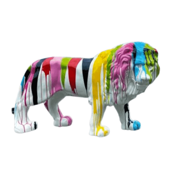 Statue Lion Animaux Resine - 190cm - Multi Coulure Blanc - ANIMAUX-RESINE.FR (8905214230868)