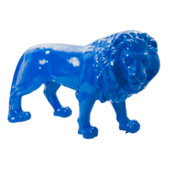 Statue Lion Animaux Resine - 35cm - Bleu - ANIMAUX-RESINE.FR