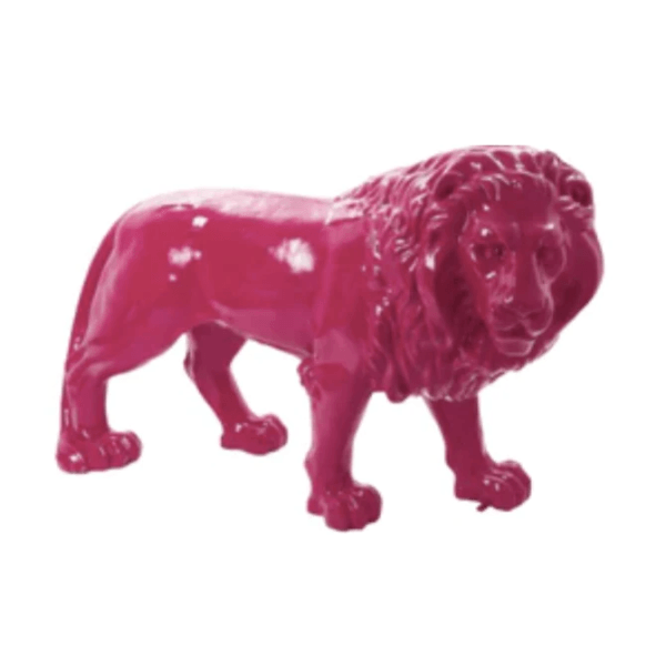 Statue Lion Animaux Resine - 35cm - Rose Fushia - ANIMAUX-RESINE.FR (8905213182292)