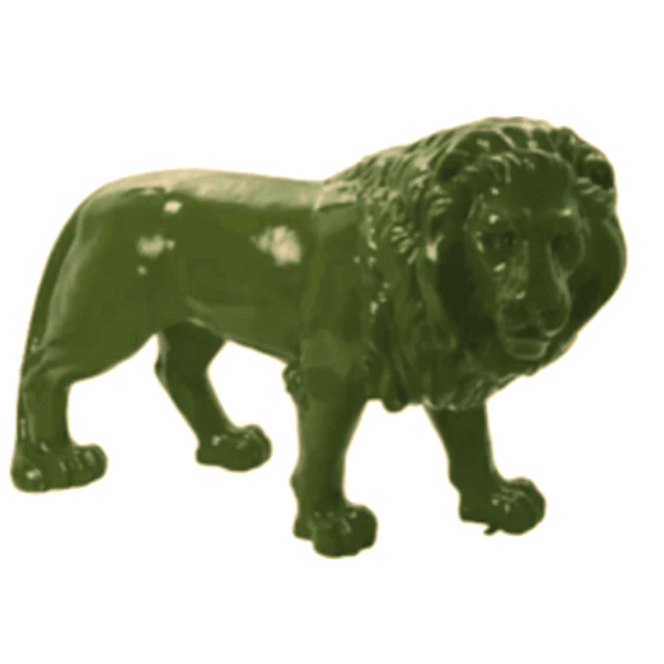 Statue Lion Animaux Resine - 35cm - Vert Kaki - ANIMAUX-RESINE.FR