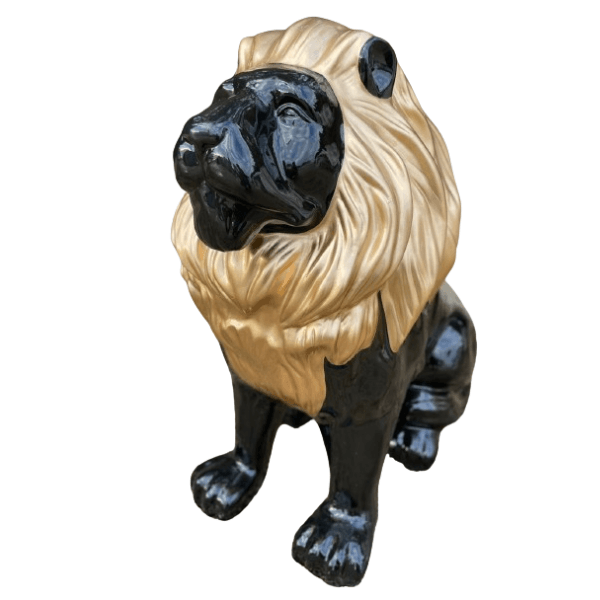 Statue Lion Animaux Resine - 65cm - Mix Noir Doré - ANIMAUX-RESINE.FR (8905212232020)