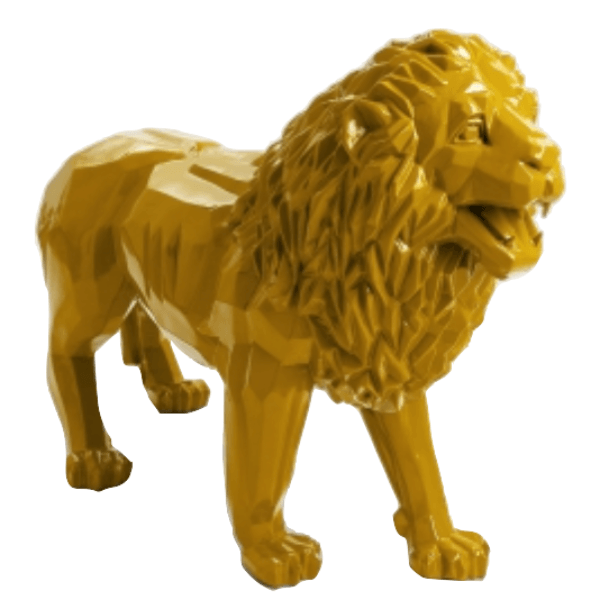 Statue Lion Animaux Resine Origami - 100cm - Jaune - ANIMAUX-RESINE.FR (8905215639892)