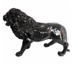 Statue Lion Animaux Resine Origami - 100cm - Noir - ANIMAUX-RESINE.FR (8905215312212)