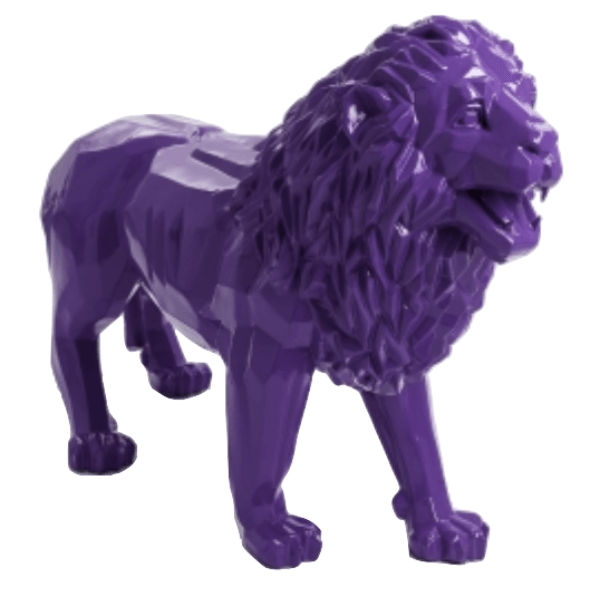 Statue Lion Animaux Resine Origami - 100cm - Violet - ANIMAUX-RESINE.FR (8905215803732)