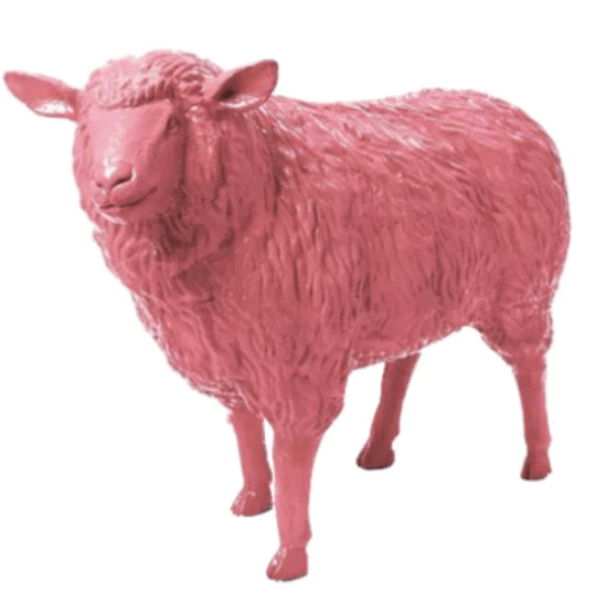 Statue Mouton Animaux Resine - 110cm - Rose Clair - ANIMAUX-RESINE.FR