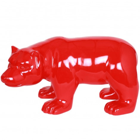 Statue Ours Animaux Resine - 100cm - Rouge - ANIMAUX-RESINE.FR