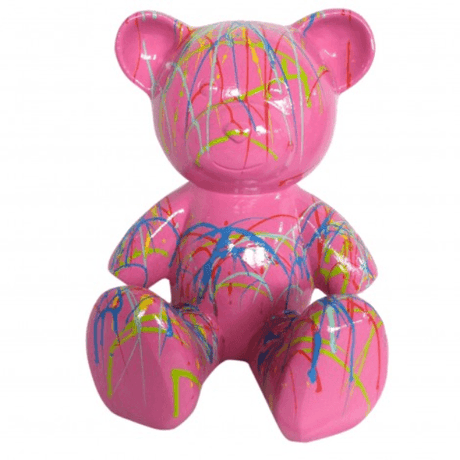 Statue Ours Animaux Resine - 35cm - Graffiti Rose - ANIMAUX-RESINE.FR (8905251094868)