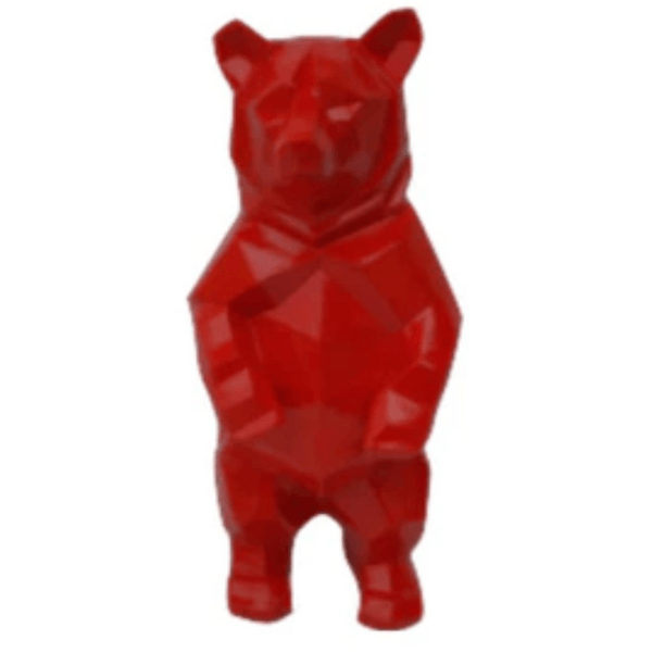 Statue Ours Origami Animaux Resine - 40cm - Rouge - ANIMAUX-RESINE.FR (8905247457620)