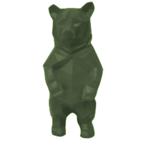 Statue Ours Origami Animaux Resine - 40cm - Vert Kaki - ANIMAUX-RESINE.FR