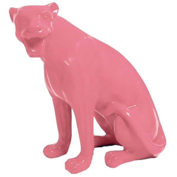 Statue Panthere Animaux Resine - 75cm - Rose Clair - ANIMAUX-RESINE.FR