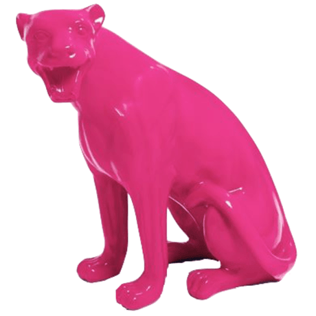 Statue Panthere Animaux Resine - 75cm - Rose Fushia - ANIMAUX-RESINE.FR