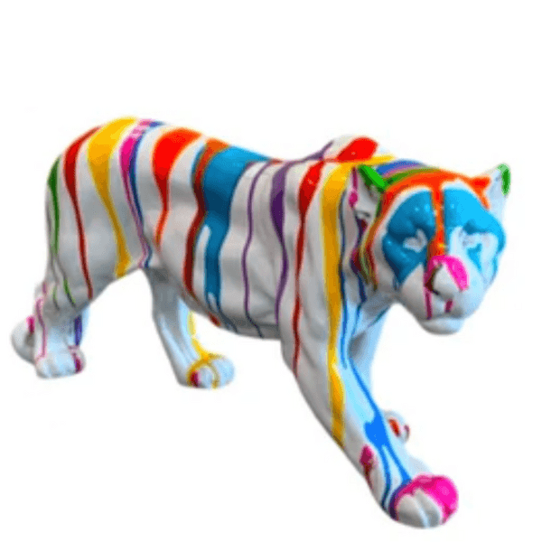 Statue Panthere Animaux Resine - 80cm - Multi Coulure Blanc - ANIMAUX-RESINE.FR