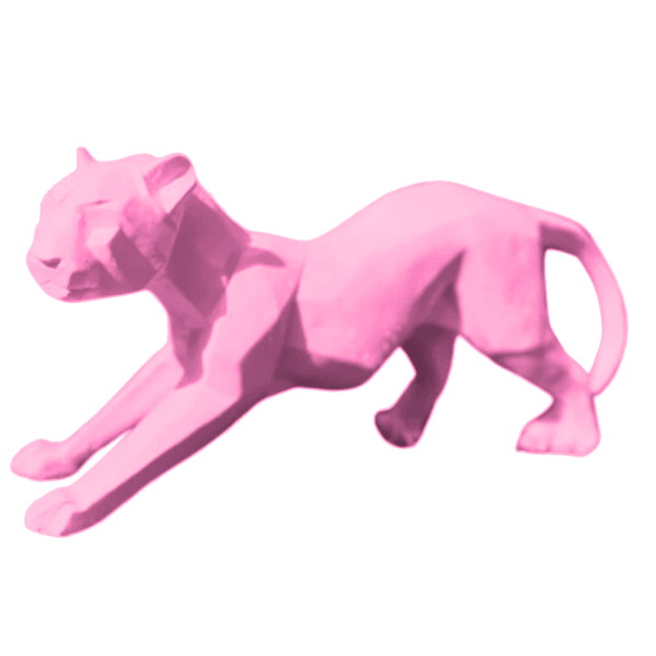 Statue Panthere Origami Animaux Resine - 50cm - Rose Clair - ANIMAUX-RESINE.FR (8905427845460)