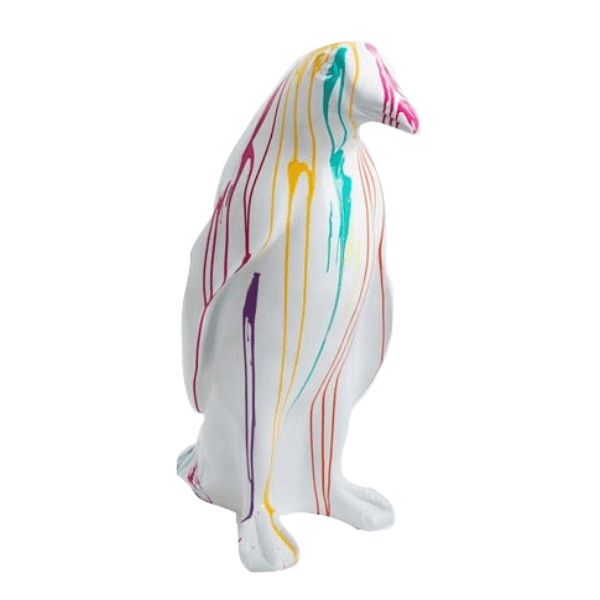 Statue Pingouin Animaux Resine - 120cm - Graffiti Blanc - ANIMAUX-RESINE.FR