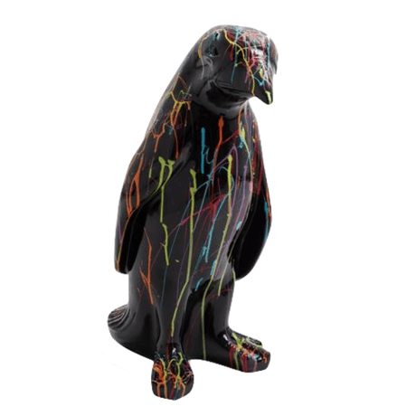 Statue Pingouin Animaux Resine - 70cm - Multi Coulure Noir - ANIMAUX-RESINE.FR