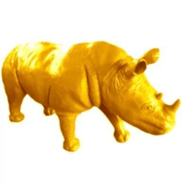 Statue Rhinoceros Animaux Resine - 140cm - Jaune - ANIMAUX-RESINE.FR