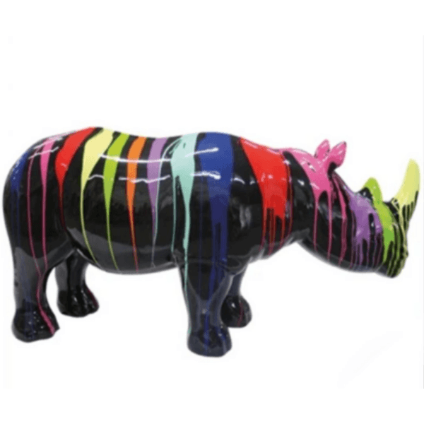 Statue Rhinoceros Animaux Resine - 140cm - Multi Coulure Noir - ANIMAUX-RESINE.FR (8905269313876)