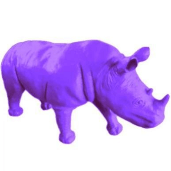 Statue Rhinoceros Animaux Resine - 140cm - Violet - ANIMAUX-RESINE.FR