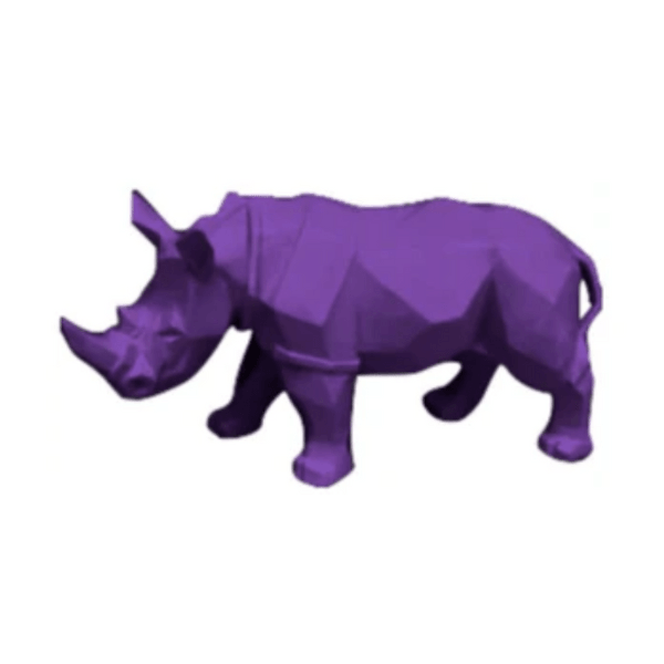 Statue Rhinoceros Animaux Resine - 35cm - Violet - ANIMAUX-RESINE.FR