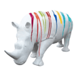 Statue Rhinoceros Animaux Resine - 380cm - Multi Coulure Blanc - ANIMAUX-RESINE.FR (8905264070996)