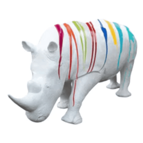 Statue Rhinoceros Animaux Resine - 380cm - Multi Coulure Blanc - ANIMAUX-RESINE.FR (8905264070996)