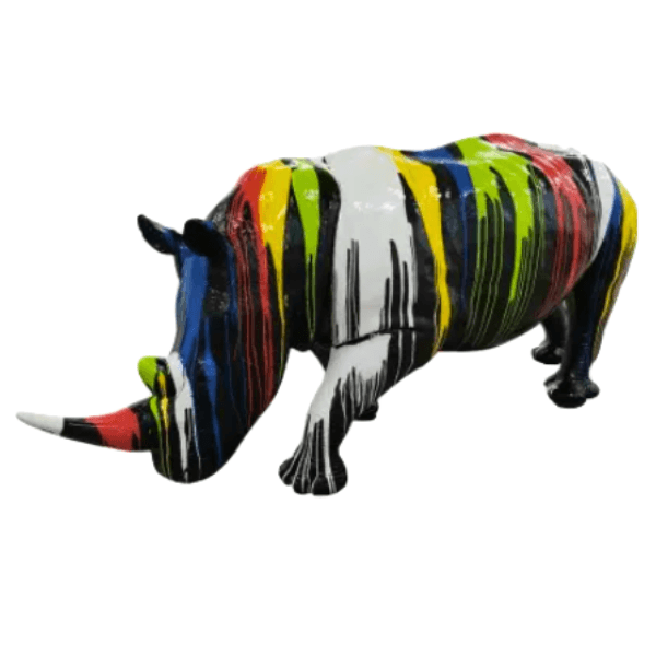 Statue Rhinoceros Animaux Resine - 380cm - Multi Coulure Noir - ANIMAUX-RESINE.FR (8905266200916)