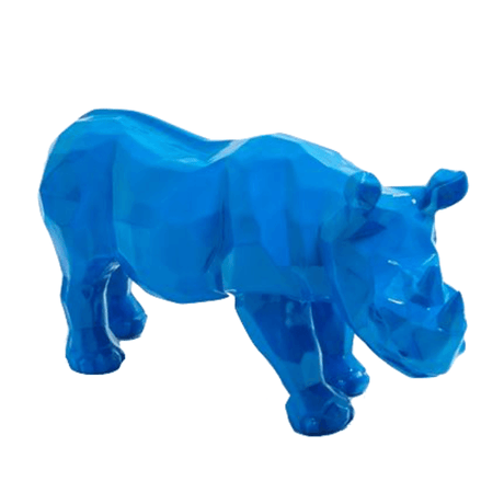 Statue Rhinoceros Origami Animaux Resine - 100cm - Bleu - ANIMAUX-RESINE.FR (8905270296916)