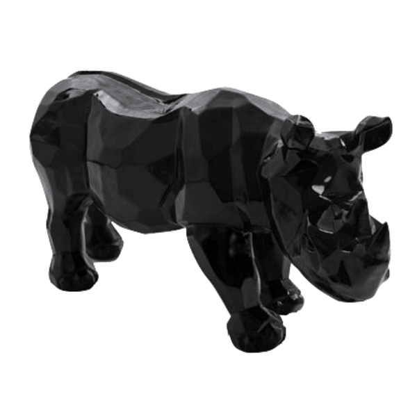 Statue Rhinoceros Origami Animaux Resine - 100cm - Noir - ANIMAUX-RESINE.FR (8905270755668)